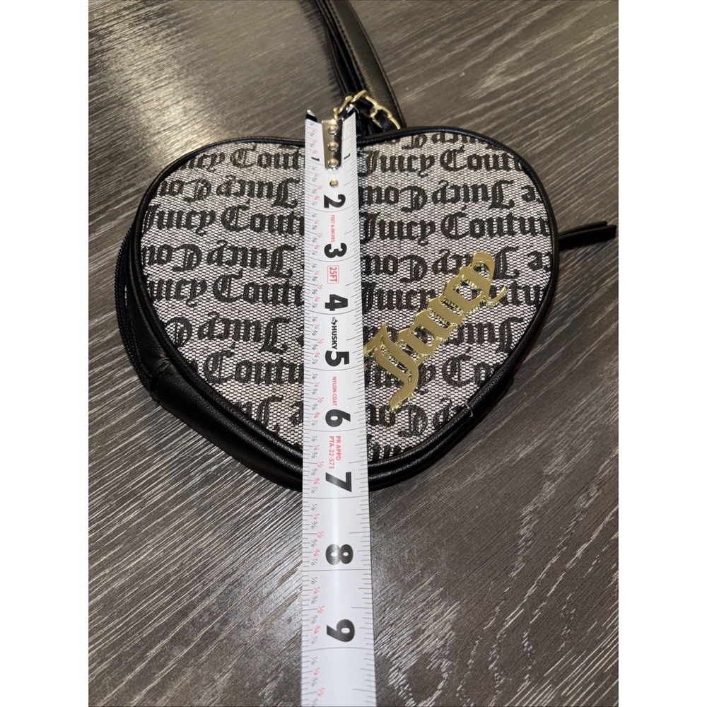 Vintage Y2K Juicy Couture Heart Shaped Crossbody Bag Black &white - Picture 5 of 11